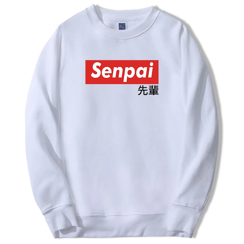 

Senpai Letter Graphic Hoodie 2024 Autumn Mens Oversized Thick Sweatshirts Simple Cool Tracksuit Male Warm Hoodie