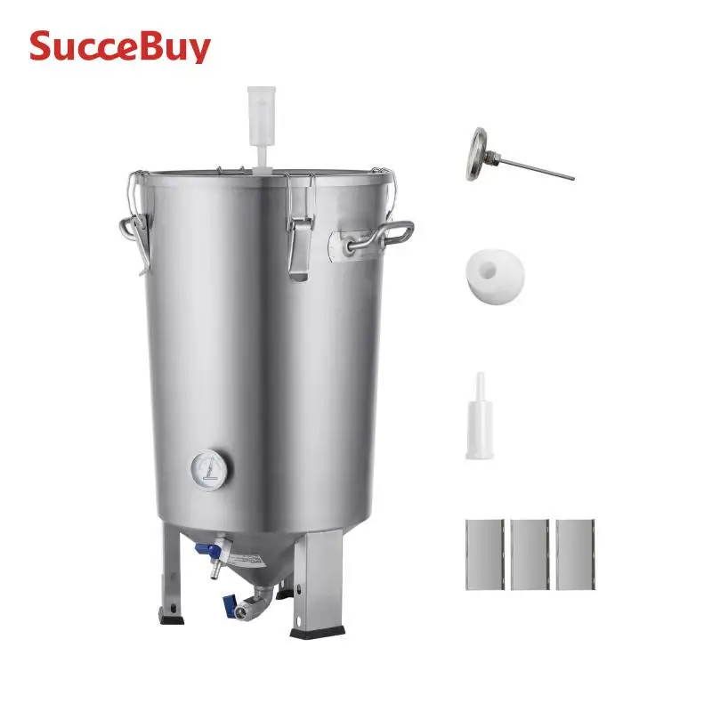 SucceBuy 8 16 جالون تخمير المشروب البيرة دلو تخمير لتخمير لوازم تخمير المنزل مع قاعدة غلاية وعاء الأسهم