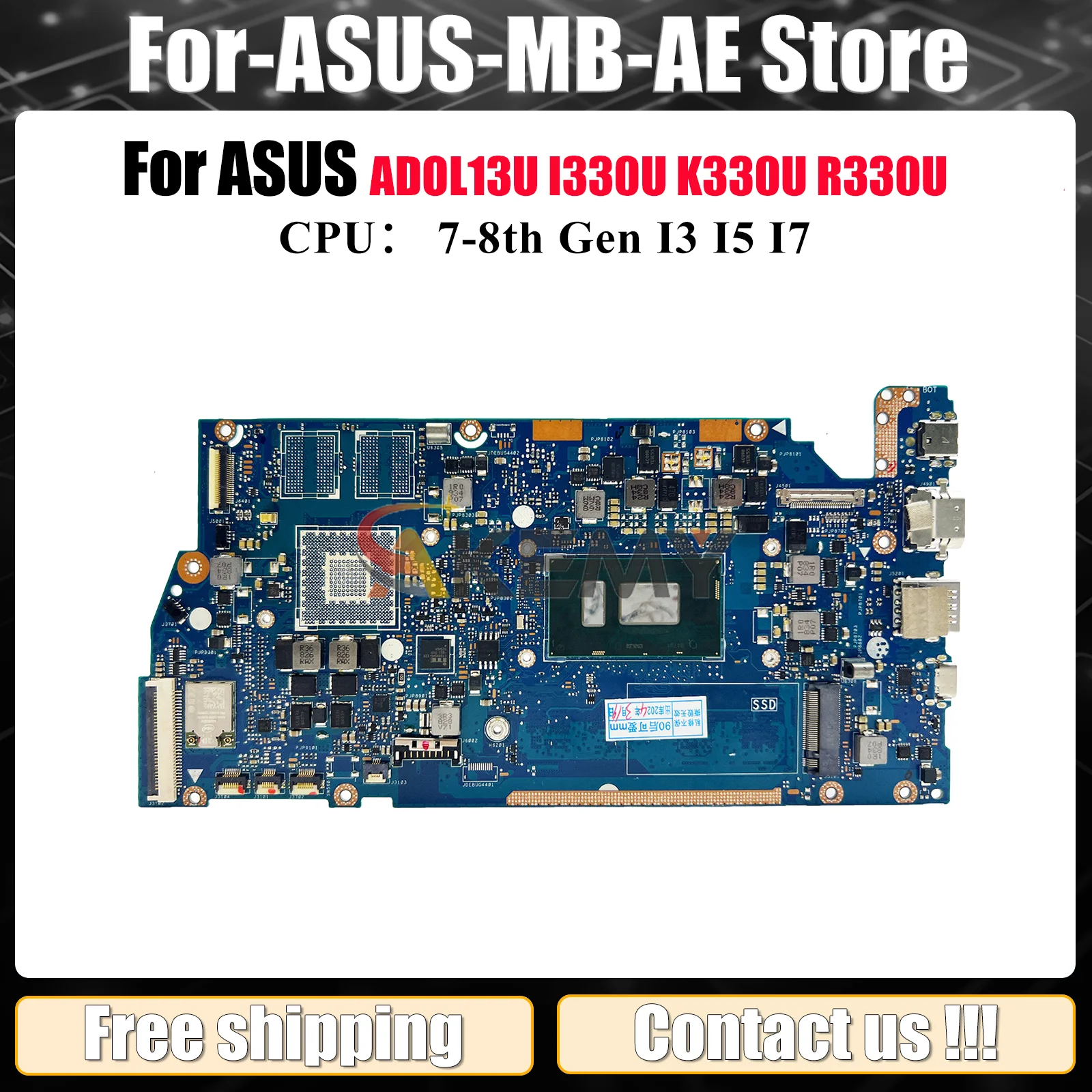 

Материнская плата для ноутбука X330UA ASUS V330U I330U K330U X330U X330UL X330UF ADOL13U S330U X330UN R330U с процессором I3 I5 I7