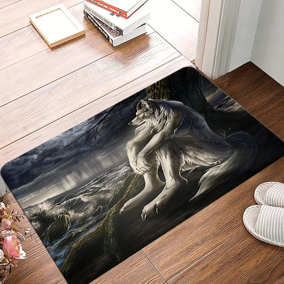 

Коврики для гостиной Emo White Wolf - ковер для гостиной, декоративный коврик для двери в спальню, противоскользящая напольная подушка - красивый подарок