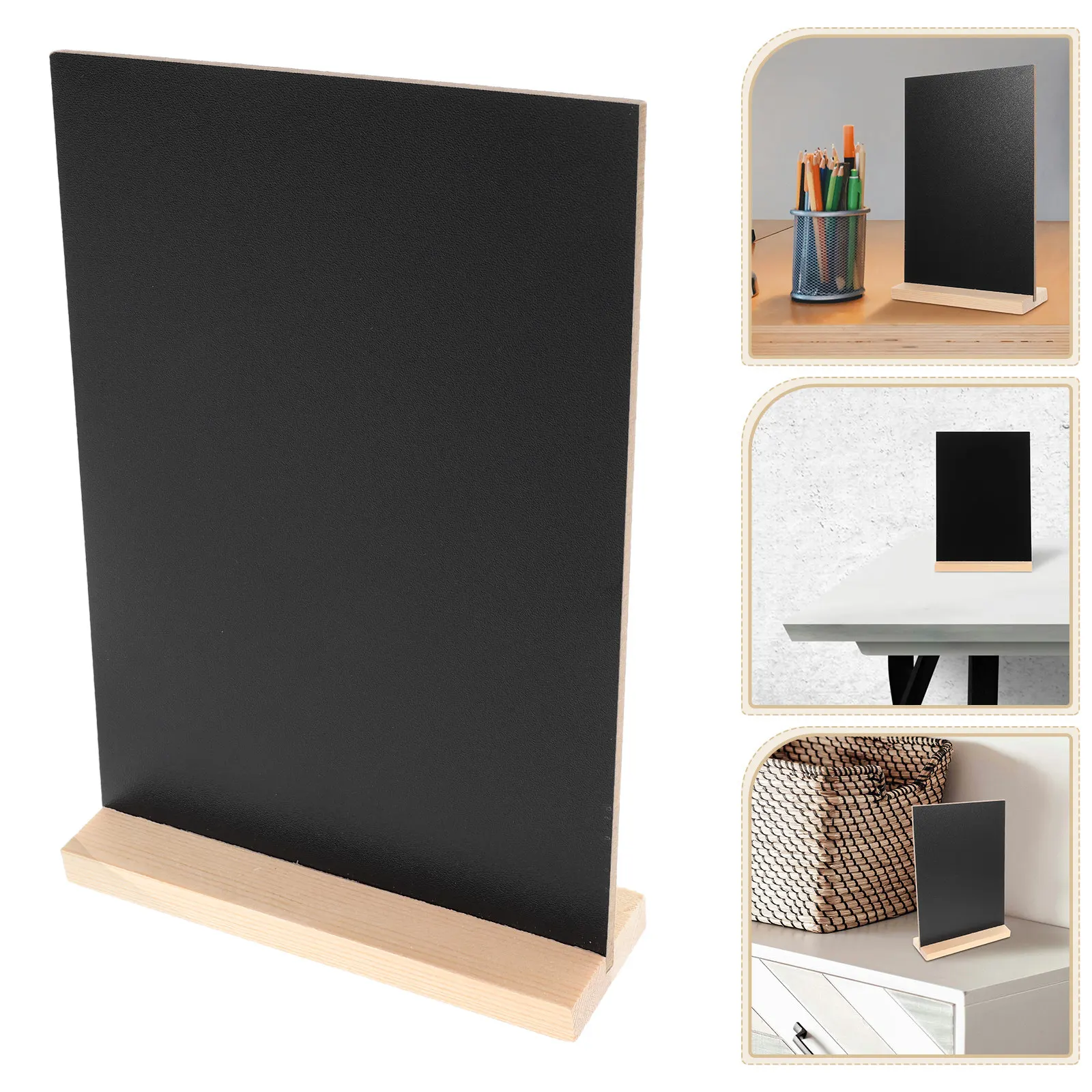 Chalkboard Sign Single-Sided Erasable Mini Blackboards with Pine Wood Base for Home Decor Message Board Desktop Display Board