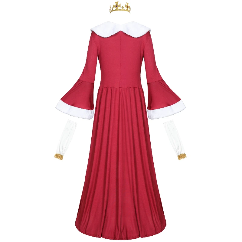 Halloween Role Play King Queen Couple Costume Medieval Renaissance Royal Court Dress Necklace Cloak Party Performance Costume