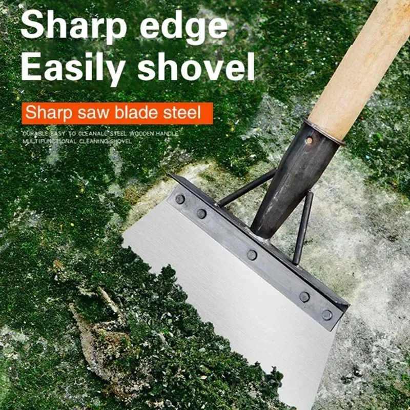 Cleaning Shovel, Square Garden Spade Shovel Manganese Steel Flat Shovel Not Include Pole,Lawn Edging&Weed Removal Durable