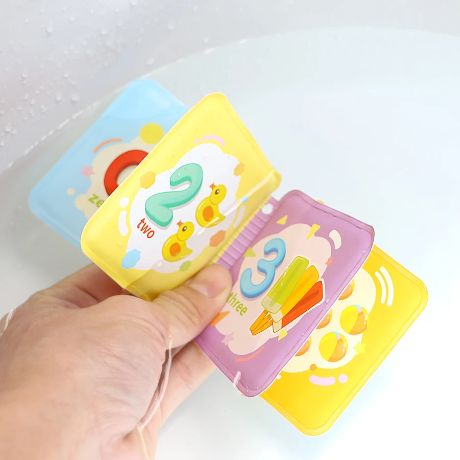 Mini libro de baño para bebé, juguete de desarrollo de inteligencia, EVA, flotante, cognitivo, juguete de baño con silbato BB