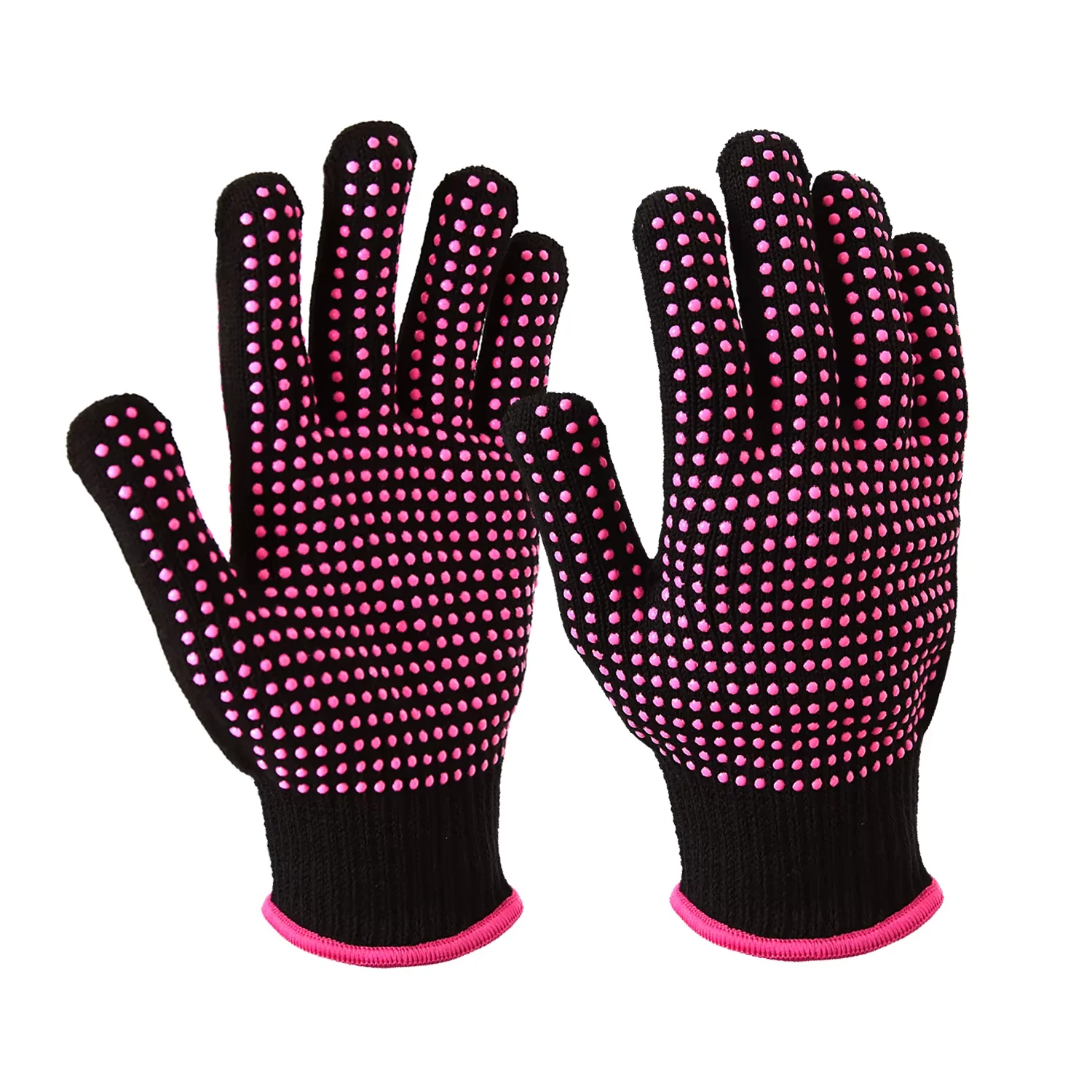 2 Pcs Heat Resistant Gloves with Silicone Heat Proof Glove for Hair Styling Curling Iron Hair Connector