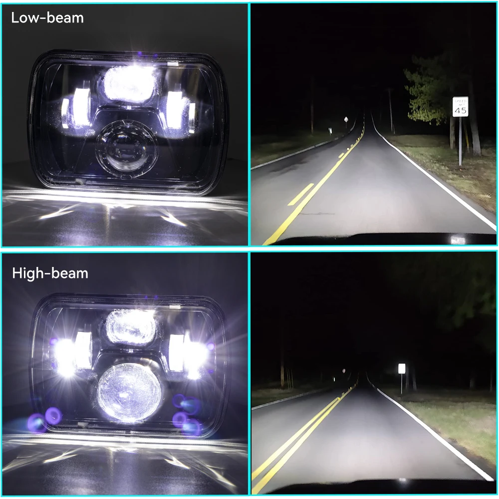 For Cherokee XJ Wrangler YJ Accessories H6054 H5054 H6054LL 6052 6053 Car 110W 5x7 Inch Led Headlights 7x6