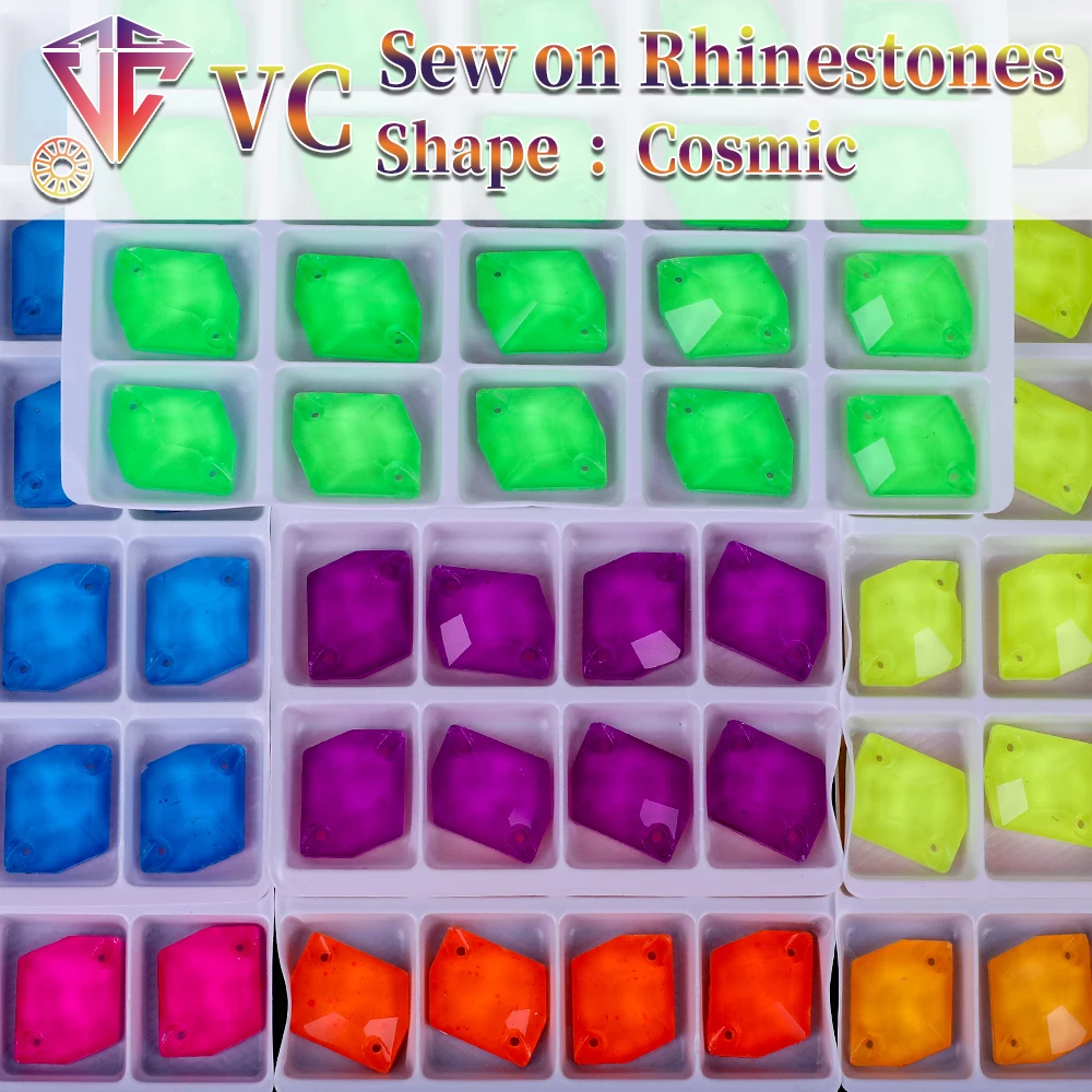 Vc neon fluor zierende kosmische nähen auf Strass kosmischen Nähen Diamant Glas Diamant Flatback DIY Zubehör Hochzeit – Detail 1