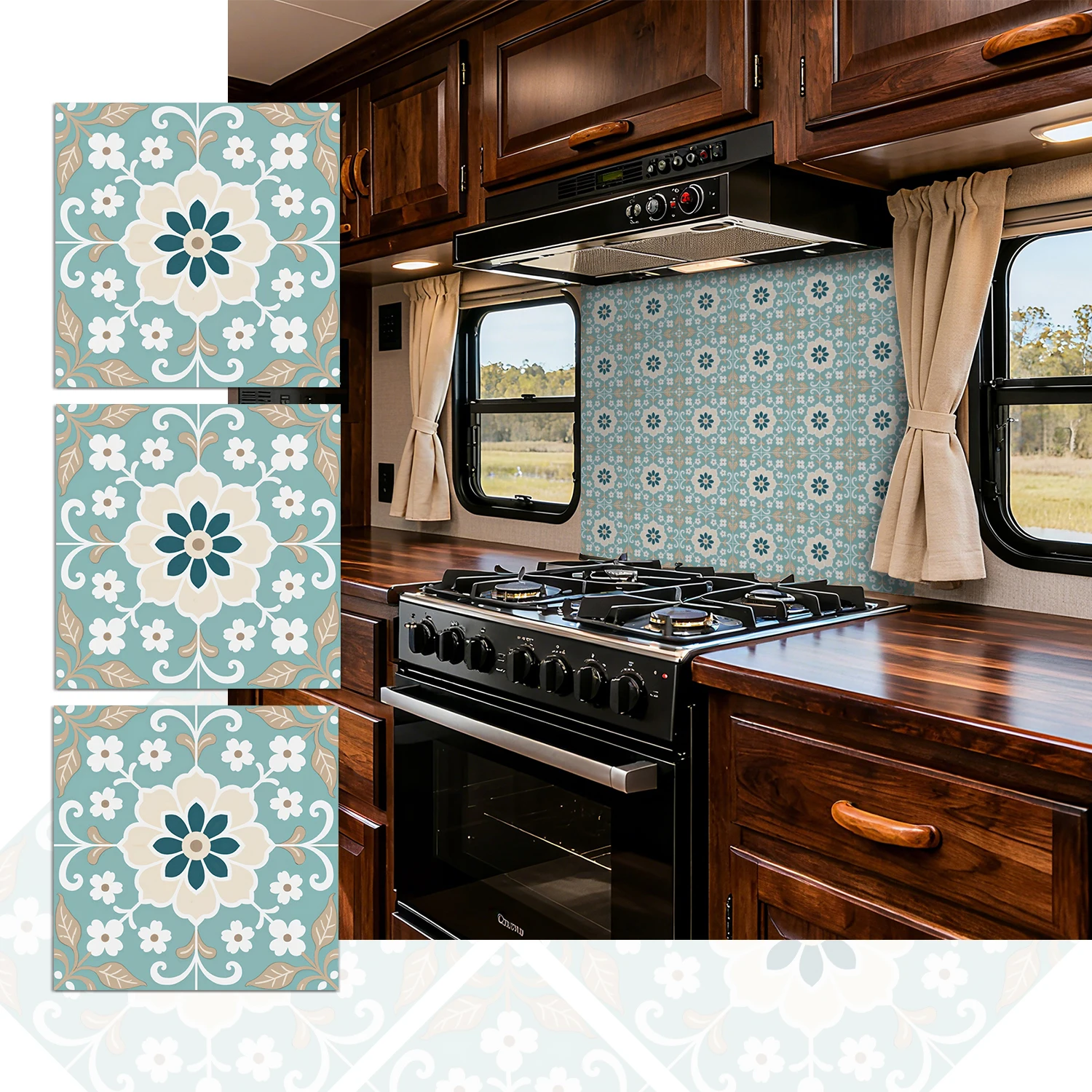 24 قطعة ترقية الجدار ملصق ذاتية اللصق بلاط الشارات للديكور المنزل خلفية فنية للمطبخ ، متنقل ، غرفة المعيشة