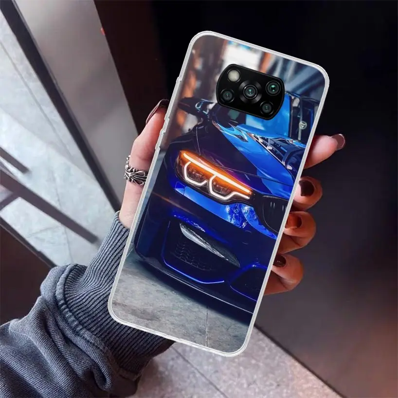 Blue Red Car for B-Bmw Phone Case For Xiaomi Poco X6 X5 X4 X3 Nfc F6 F5 Pro F4 Gt M5S M4 M3 F3 F2 F1 Silicone Shell Print Fundas