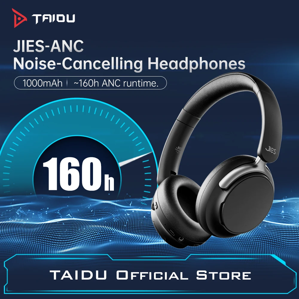 TAIDU P06 ANC Active Noise Canceling Wireless New Bluetooth 6.0 technology Headset Over Ear Gaming Headphones 160 Hours with EN