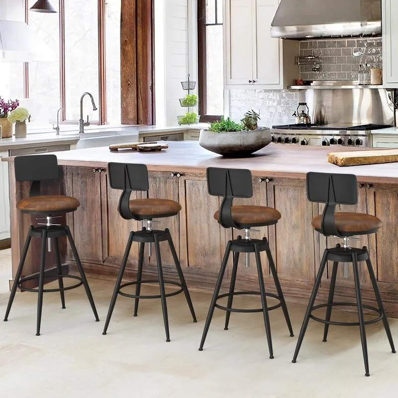 PrimeFurnish Industrial Swivel Bar Stool Set of 4, 27