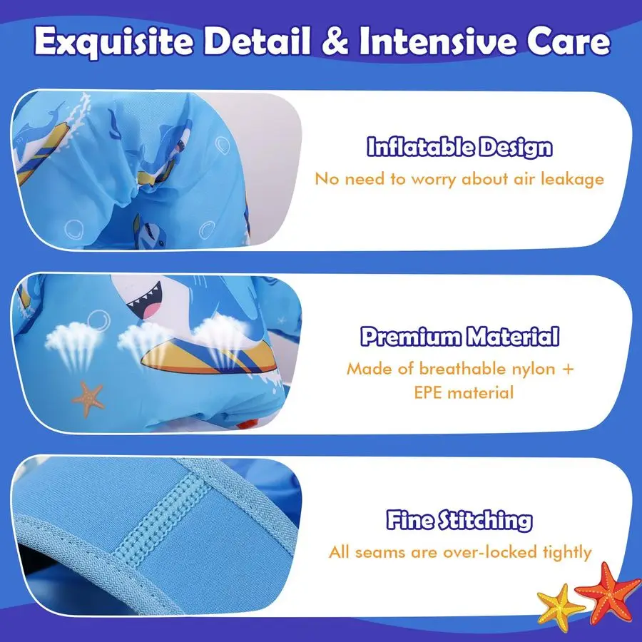 Kleinkind-Badeweste für Kinder 1330, 2050, 2266 lbs, Schwimmarm-Floaties, Cartoon-Schwimmen, Wasserflügel, Pool-Float-Westen, Ärmel, Schulter, S