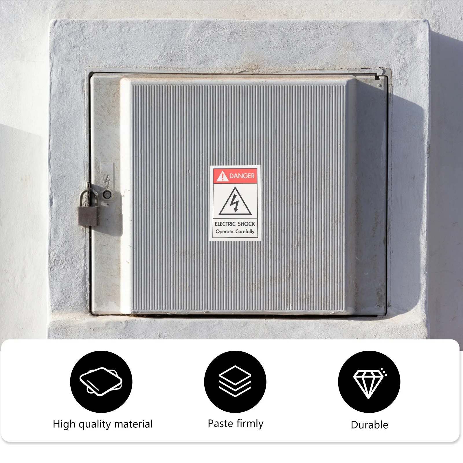 ملصقات تحذيرية للصدمات الكهربائية، تصميم متين، مفيد، موثوق، سهل، مريح، مادة عالية الجودة، ملصق للصدمات الكهربائية