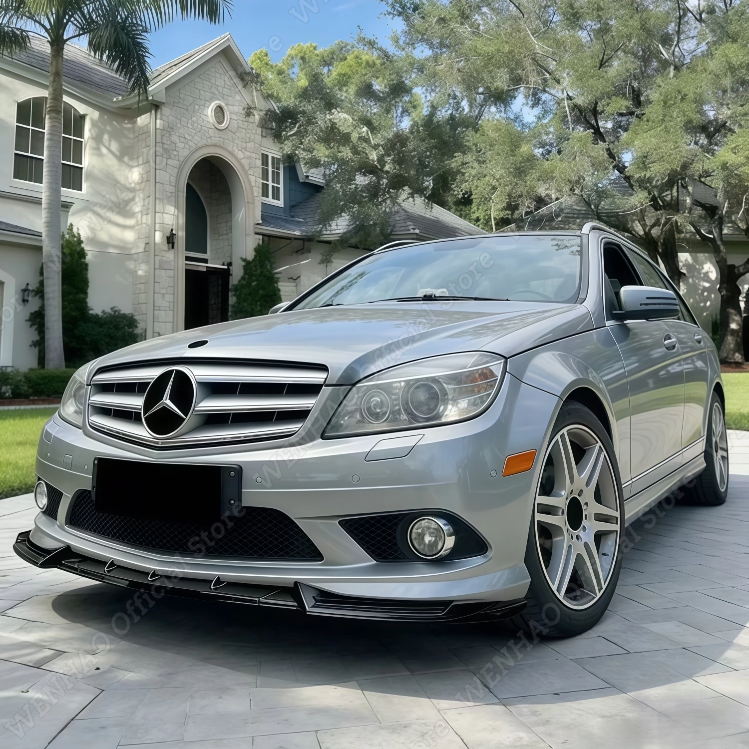

Car Front Bumper Lip Splitter For Mercedes-Benz C Class W204 S204 C200 C220 C250 AMG Line 2007-2011 Pre-Facelift Tuning BodyKits