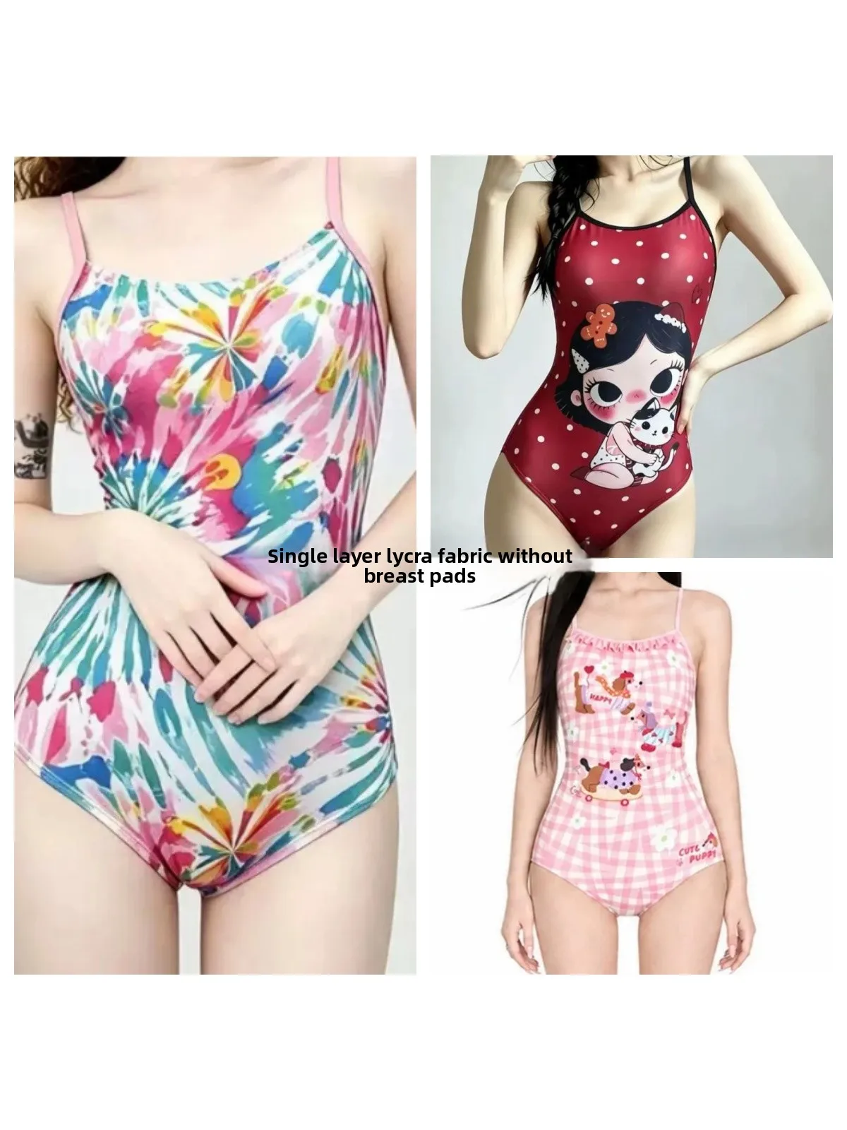 Professional Racing Swimsuit Women's One-Piece  Split Single Layer Lycra No Chest Pad Training Swimming Suit Comfortable