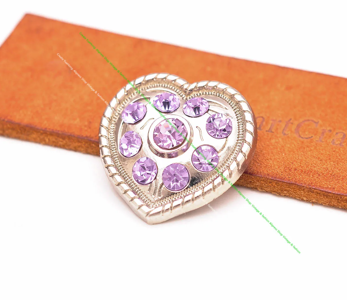 10X Western Violet Rhinestone Crystal Love Heart Flower Rope Side Leathercraft Belt Horse Saddle Jewelry Making Concho Screwback