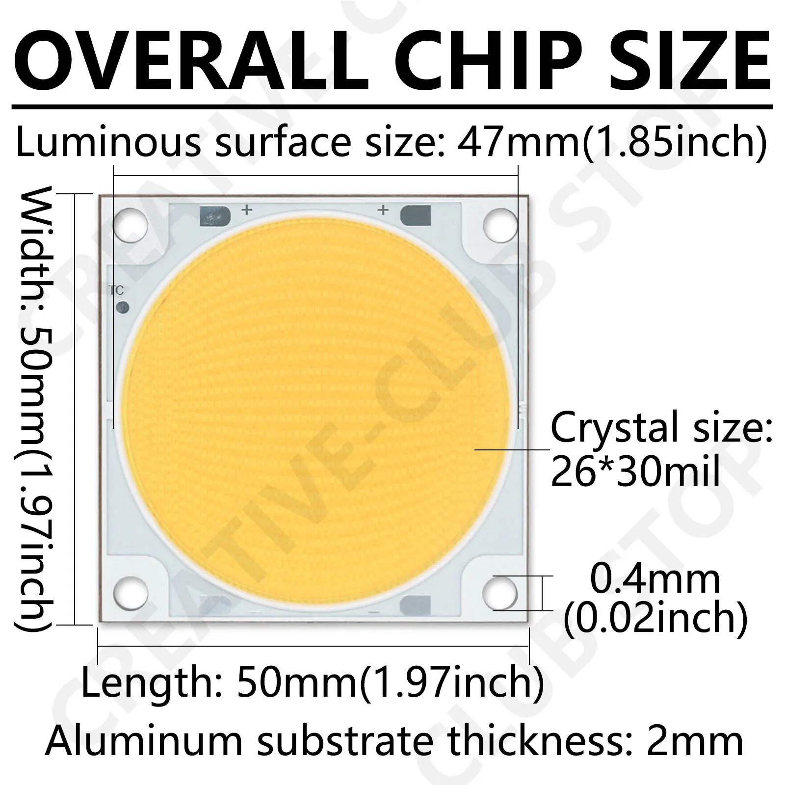 Bridgelux Chip 500W LED COB Lamp Bead DC72-75V 7000mA 5050mm Copper Ra≥97 DIY for Projection Lights Photography Lights Spotlight