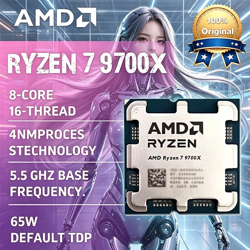 

AMD Ryzen 7 9700X CPU 5.5GHz 8-Core 16-Thread 40MB Cache 4NM Socket AM5 Gaming CPU Processor Without Package