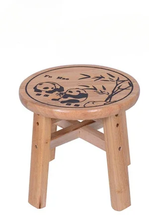 Low solid wood board oak small round stool home outdoor