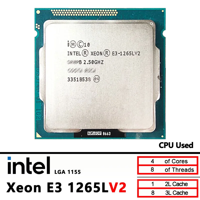 Intel Xeon E3 1265L V2 E3-1265LV2 Used 2.5 GHz Quad-Core Eight-Core 45W CPU Processor LGA 1155