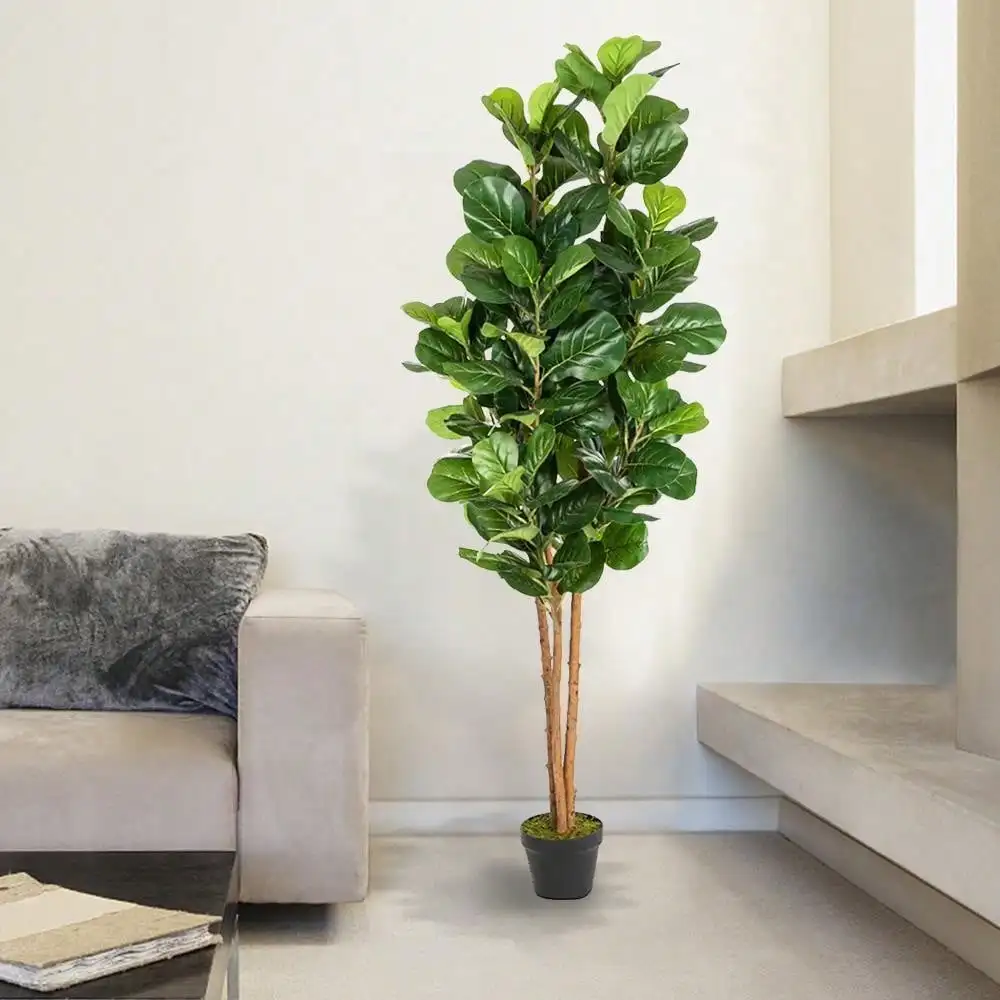 Artificial Fiddle Leaf Fig Tree 6ft Tall Faux Fiddle Leaves Fake Corner Decor