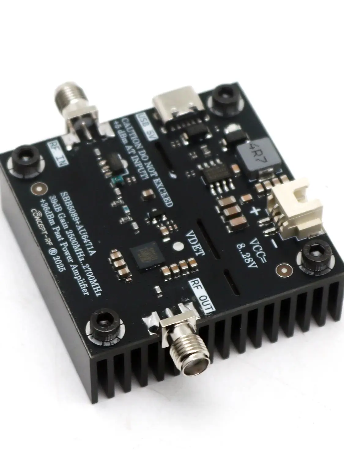 SBB5089 AU6471A 2,2G-3,1GHz 2,4GHz PA 4W HF-Leistungsverstärker 39dB Verstärkung für 2,4G Bluetooth Drohnen-Bildübertragung Lora Zigbee
