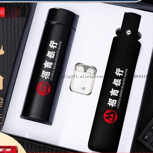 

Customized Business Gift Set with Umbrella Thermos Cup and Headphones for Customers and Employees