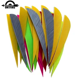 ONTFIHS 물방울 모양 터키 깃털 오른쪽 날개 화살 플리츠 베인, 양궁 DIY 슈팅 사냥용, 4 인치, 50 개