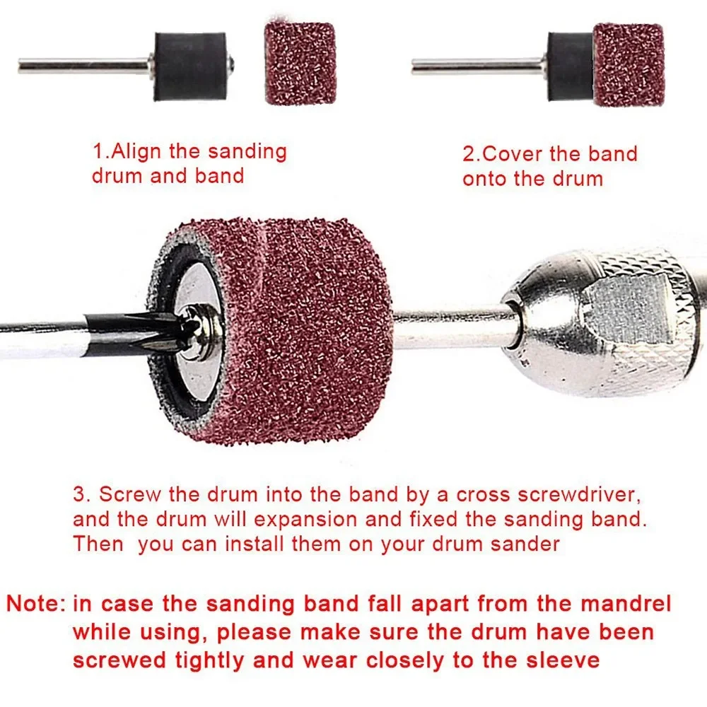 Set Sanding drum for Rotary Tools 51 Pcs Sleeves Polishing Sander Mandrels Shank Cylinder Accessories Maintenance