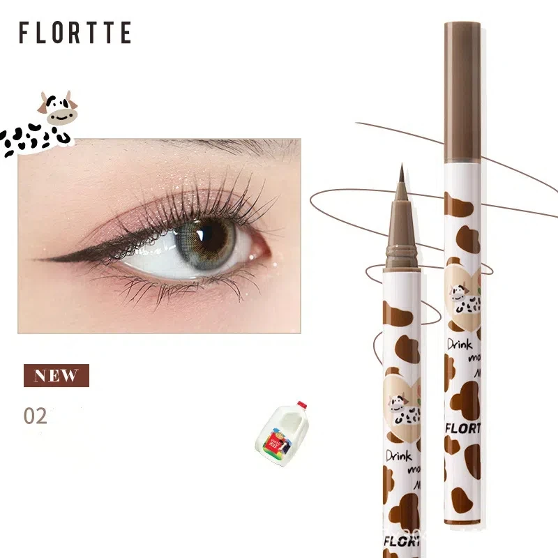 FLORTTE-delineador de ojos líquido ultrafino, lápiz de gusano de seda, resistente al agua, de larga duración, sin manchas, delineador de ojos de secado rápido, cosméticos de maquillaje