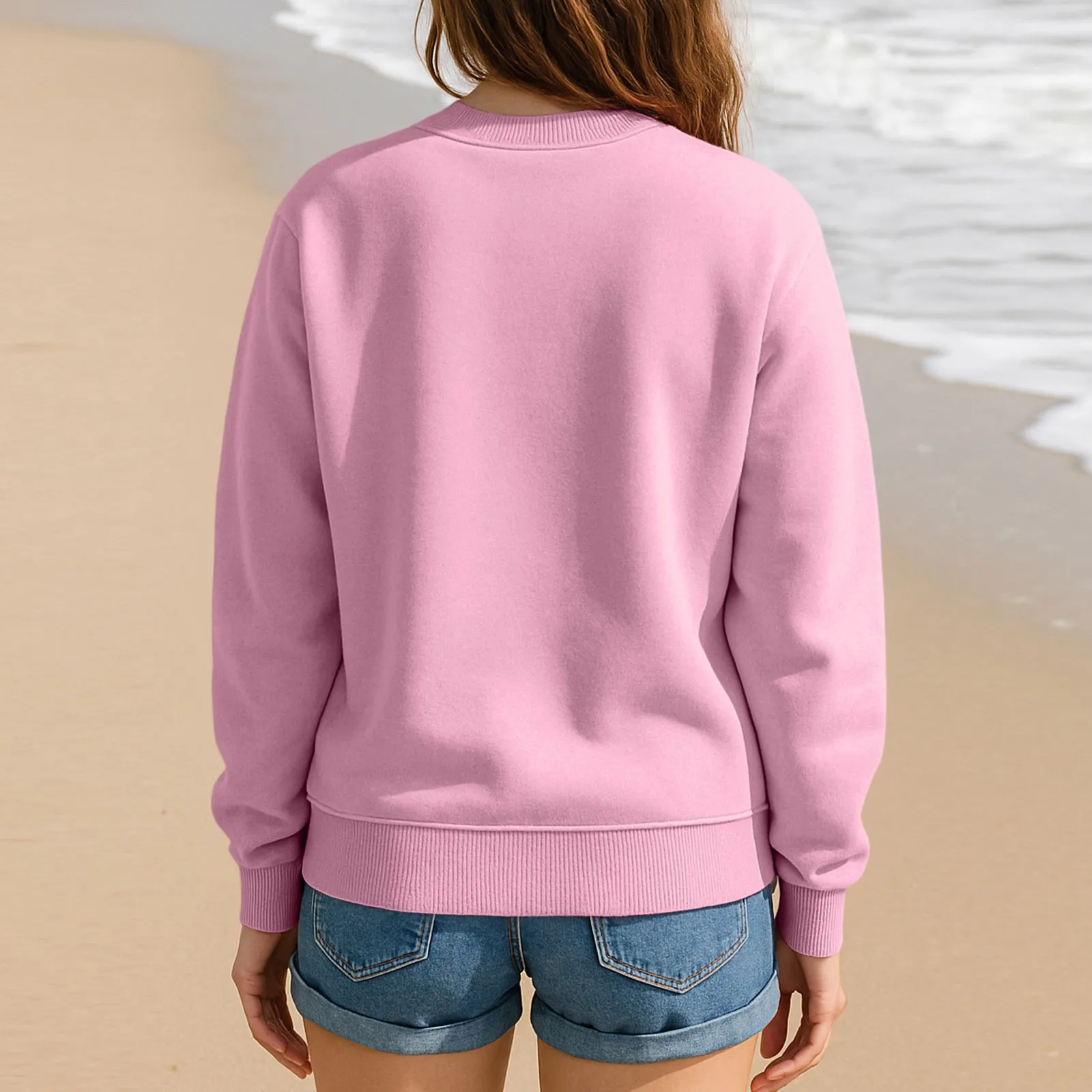 Sweatshirt met ronde hals voor dames Herfst Grafische sweatshirts Vakantie Lange mouw Drop-shoulder trui Dameskleding met lange mouwen