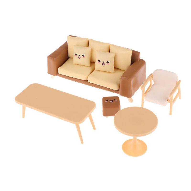 Simulación de casa de muñecas, mesa de té, silla, sofá, modelo, casa de muñecas en miniatura, sala de estar, Mini muebles, accesorios de decoración, juguete, 1/12