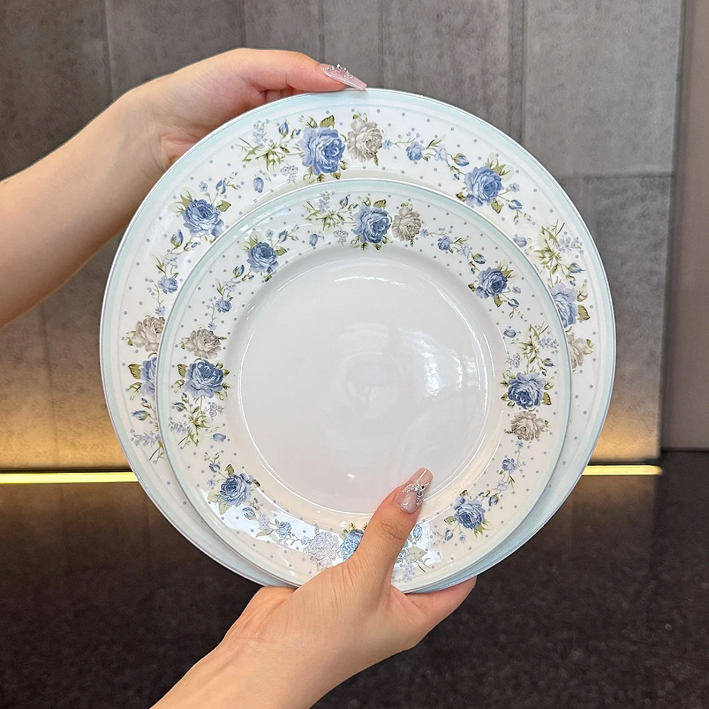 

Vintage Dot Cerc Dert Plate for ternoon Tea Home Use Western Dinner Plate Lady's Sweet Di round ape Plant Floral