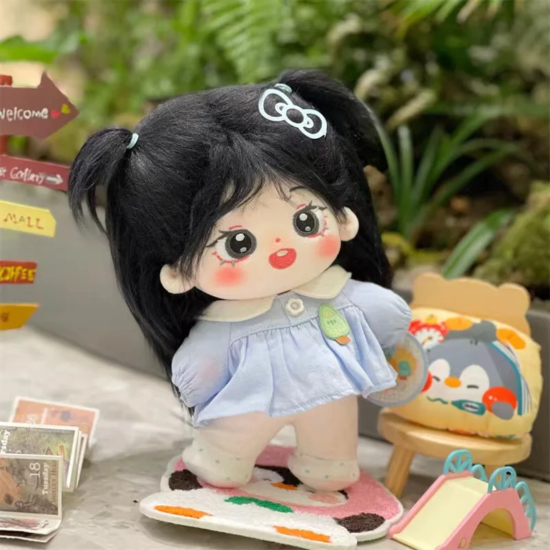 20cm Baby Doll with Black long hair Plush Doll's Toy Dolls Accessories for our generation Korea Kpop EXO idol Dolls