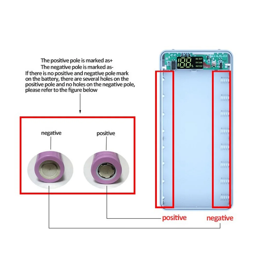 8X18650 Battery Charger Box Power Bank Holder DIY Shell Dual USB 18650 Battery Storage Box, Standard Charge White