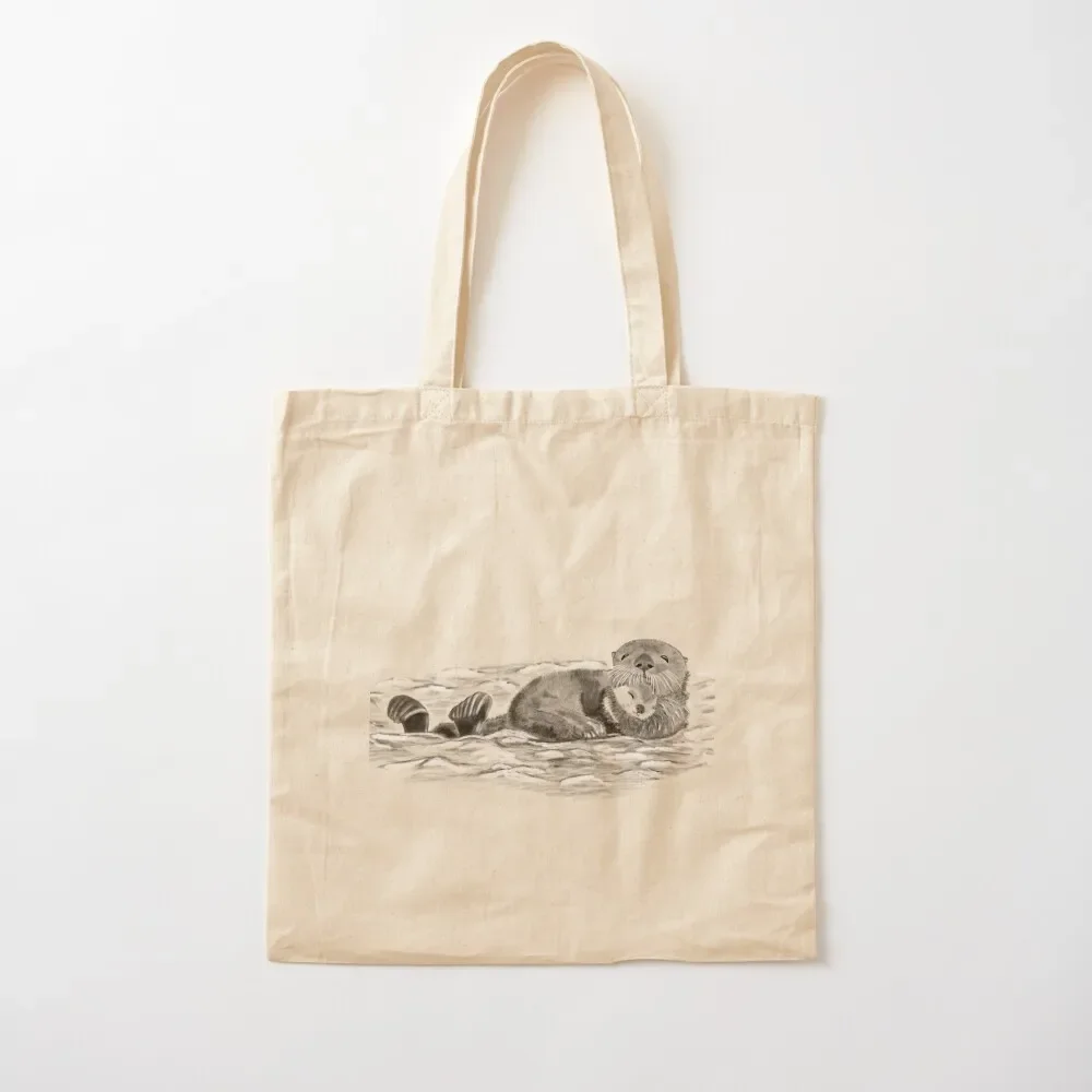 

Hugging otters in the water Tote Bag Beach bag woman shopping bag bags woman 2025