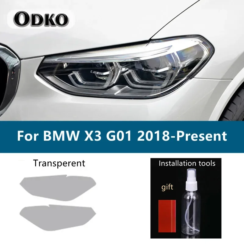 

For BMW X3 M F25 G01 2020 Car Headlight Tint Smoke Black Protective Film Vinyl Protection Transparent TPU Sticker Accessories 2p