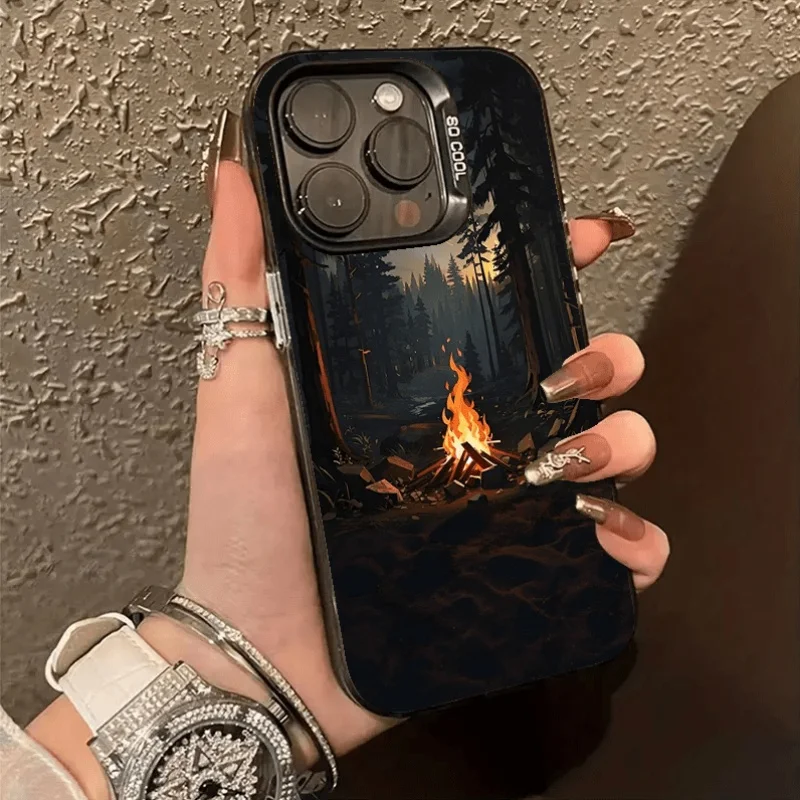 

Roasting by the fire phone case for iPhone 16 15 14 13 12 11 Pro/ Max/Plus shock-proof rear cover anti-fingerprint