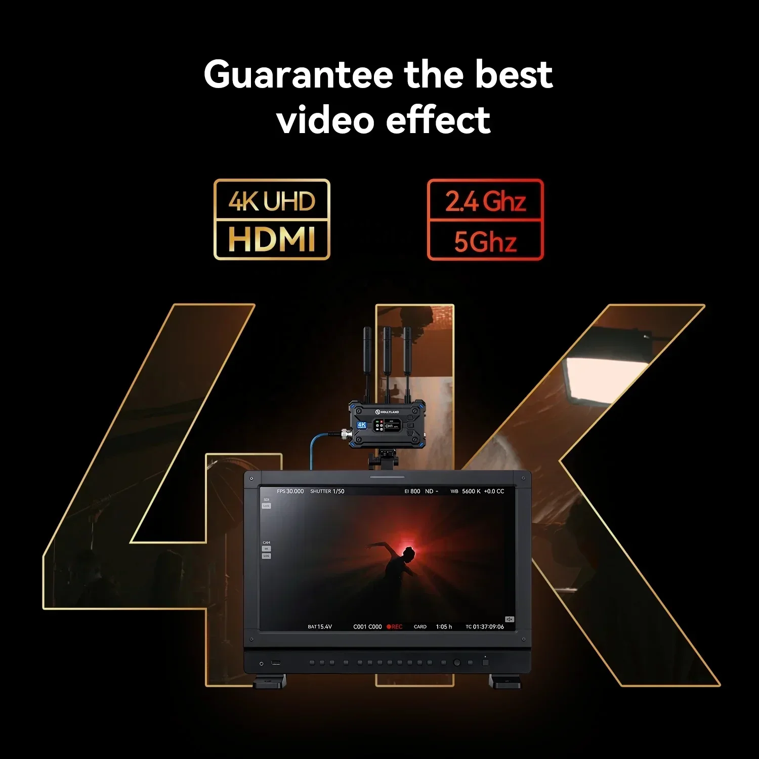 Système de transmission vidéo sans fil Pyro S 4K30 1080p60 1300 pieds, portée de perte 50ms, latence UVC, flux en direct