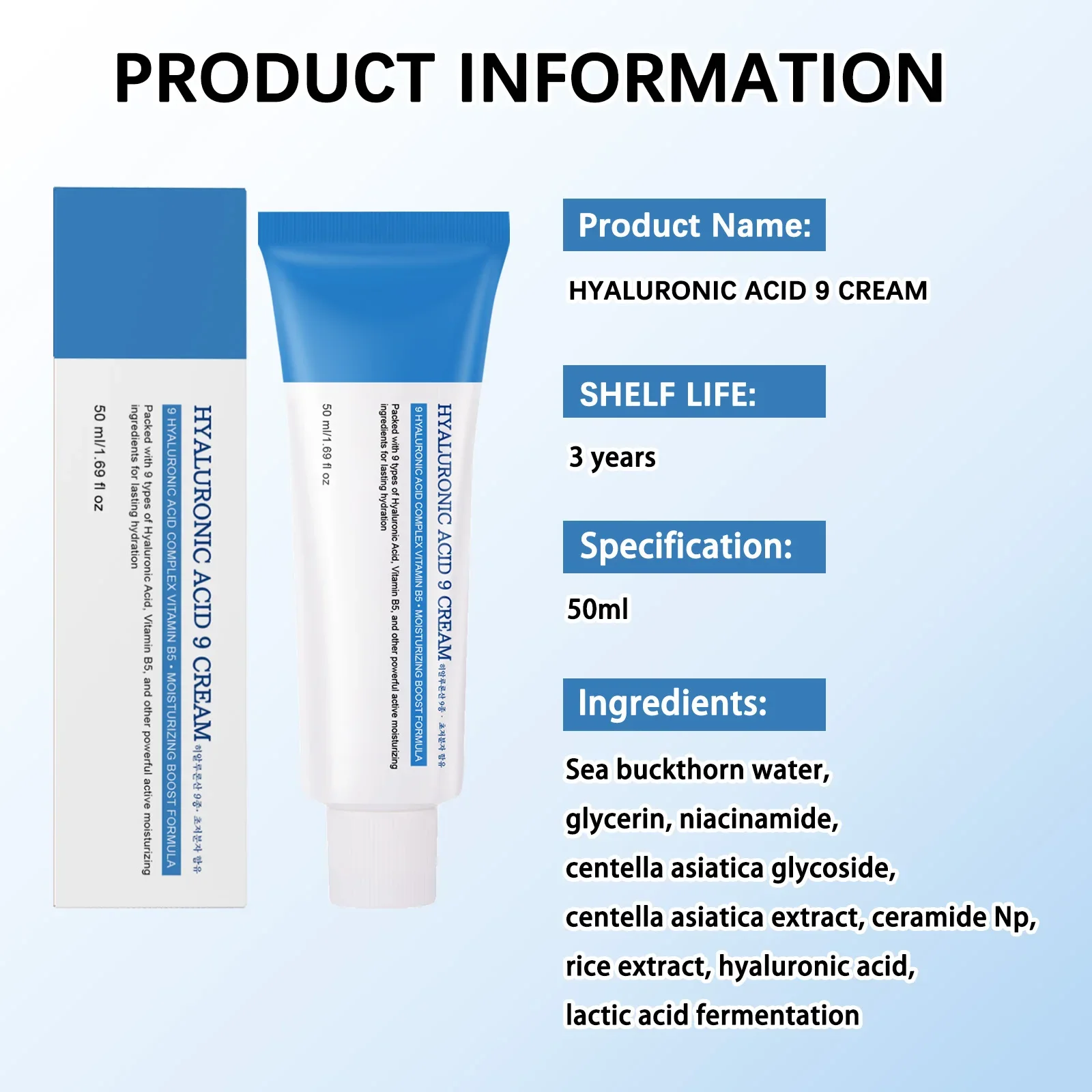 9x كريم الوجه بحمض الهيالورونيك فيت B5 50 مل - ممتلئ وتهدئة البشرة الحساسة، معزز ترطيب خفيف الوزن لإصلاح البشرة #3