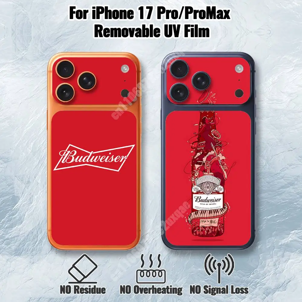 B-Budweiser-S King of Beers Removable UV Film for iPhone 17 Pro 17 ProMax HD Back Sticker