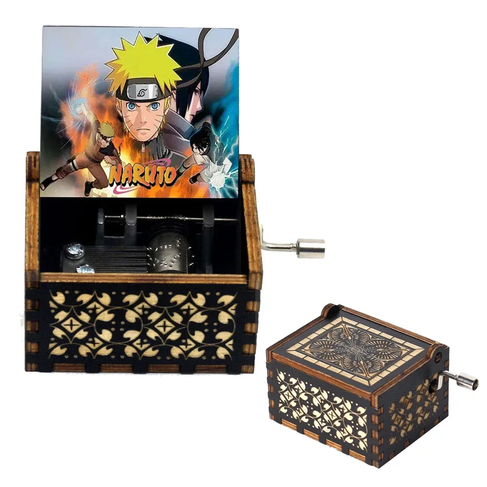 HOT Wooden Hand Crank Black Music Box Christmas Halloween Children's Holiday Gifts Valentine's Day Gifts