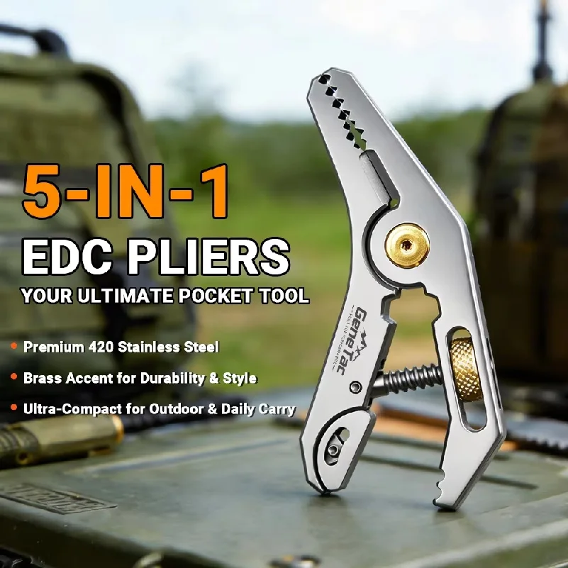 5-in1 Stainless Steel Multi Function Pocket Tool Wrench Pliers Screwdriver EDC Survival Gear for Camping Outdoor DIY Home Repair