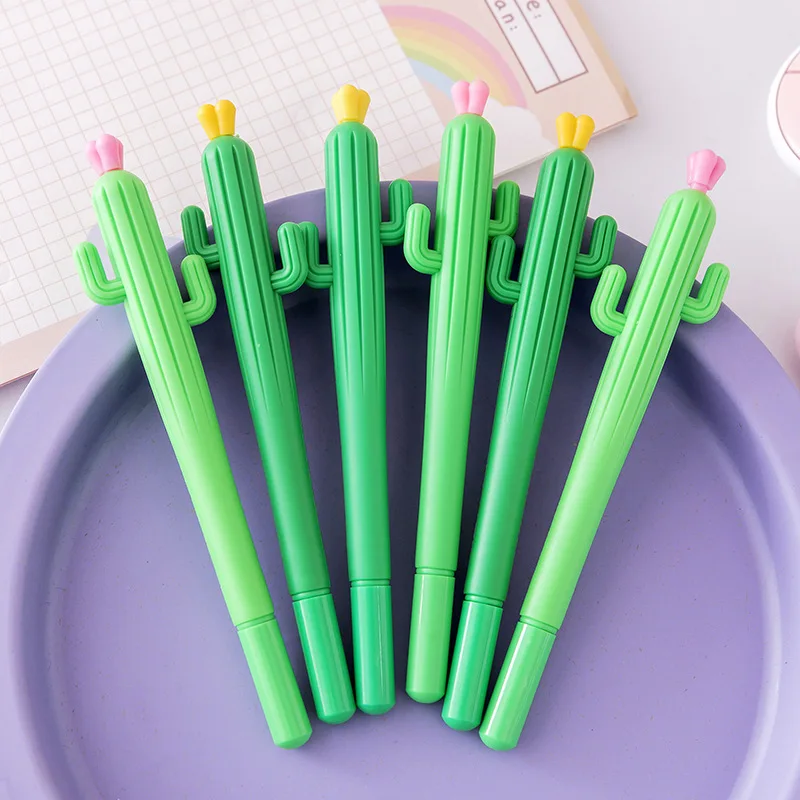 

50 pcs/lot Creative Cactus Gel Pen Cute 0.5 mm Black Ink Neutral Pen School Office writing Supplies Promotional Gift