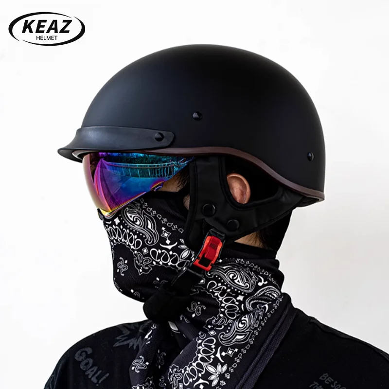 

Полушлем мотоциклетного круизера из композитного материала, одобренный DOT с внутренней линзой ярких цветов, подходит для весны и лета