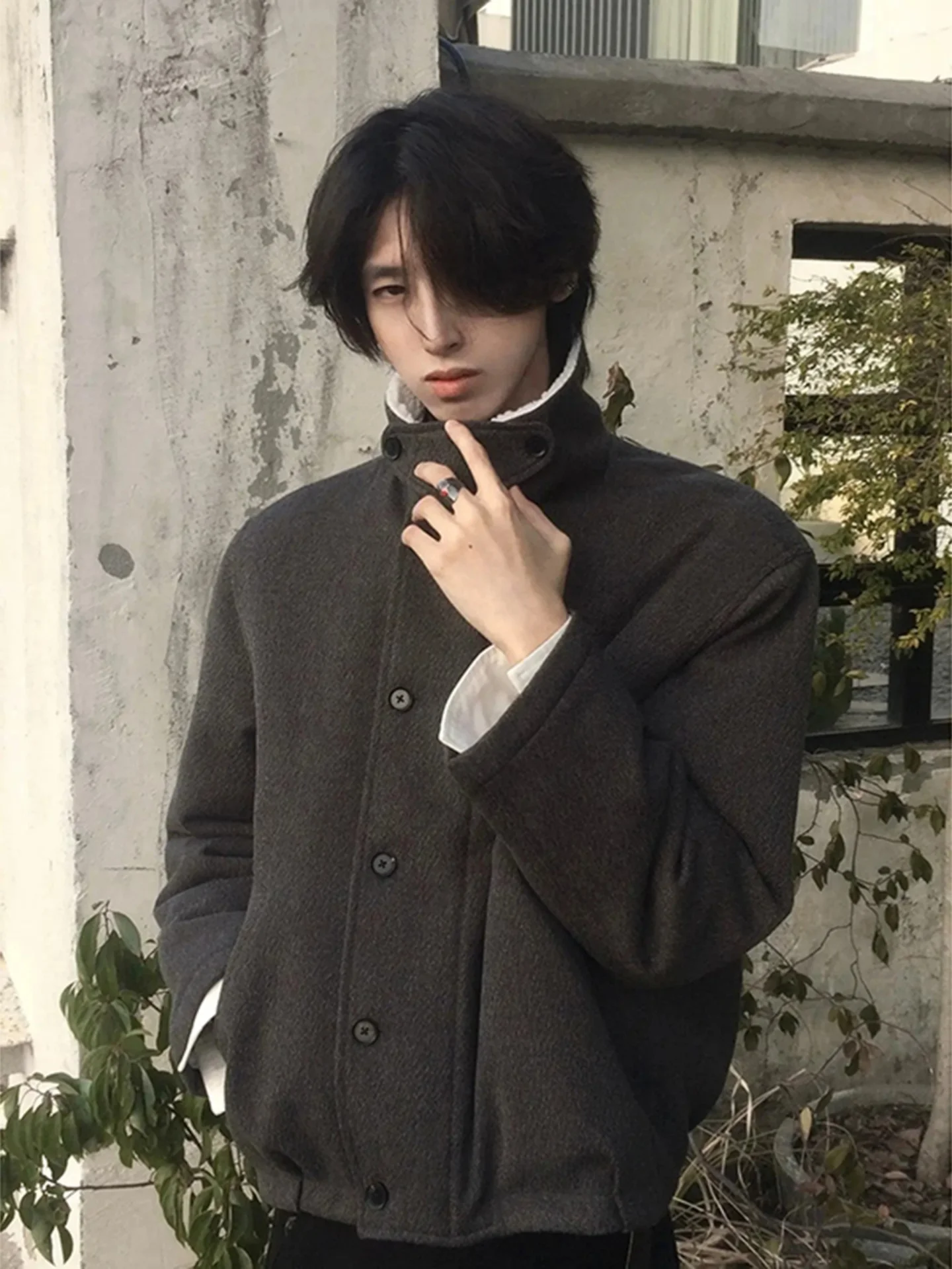 

Мужская зимняя теплая куртка из твида с воротником в американском ретро-стиле, утепленная овечьей шерстью и хлопком