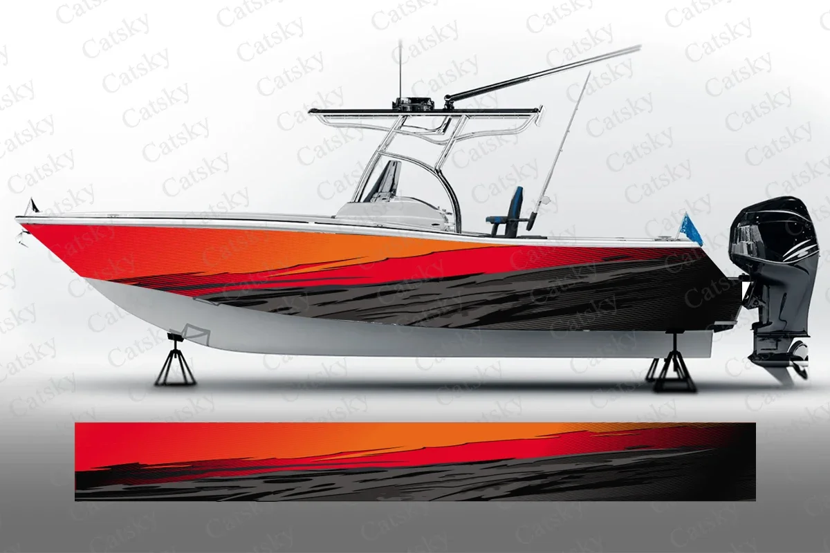 Abstract colorful vector stripes graphic Sticker Vinyl Boat Pontoon Deck Boat Fishing Self Adhesive Decorative Boat Decal