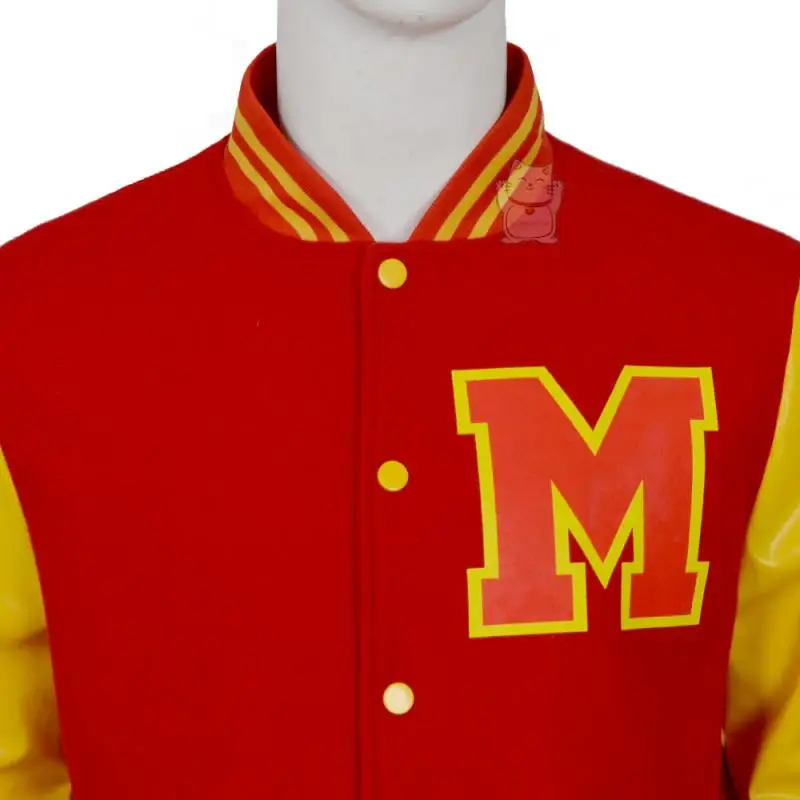 World's number one dance king Michael Jackson cosplay top school team jacket red and yellow block baseball jacket retro idol - view 4