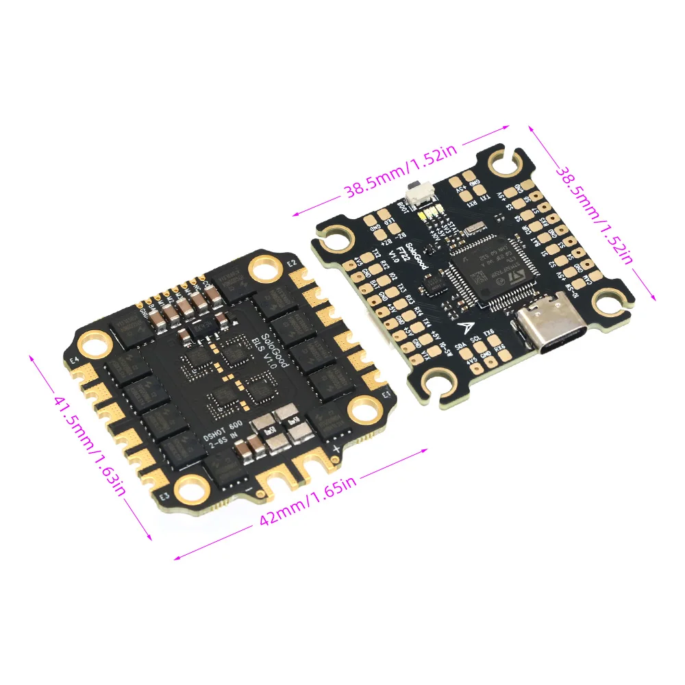 SoloGood F722 60A 3-6S 30,5X30,5 мм стек (контроллер полета F722 + BLHELI_S 60A 4in1 ESC) для деталей дронов для фристайла FPV