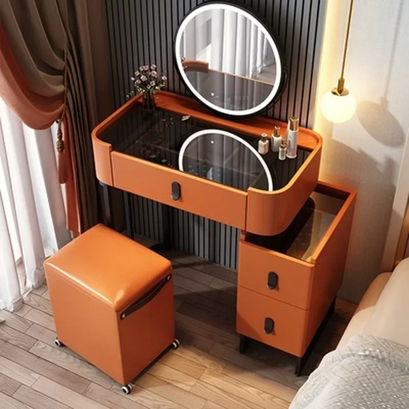 

Vanity Modern Desk Dresser Table LED Mirros Household Makeup Bedroom Dressing Table Density Board Makeup Table Mirror Furniture